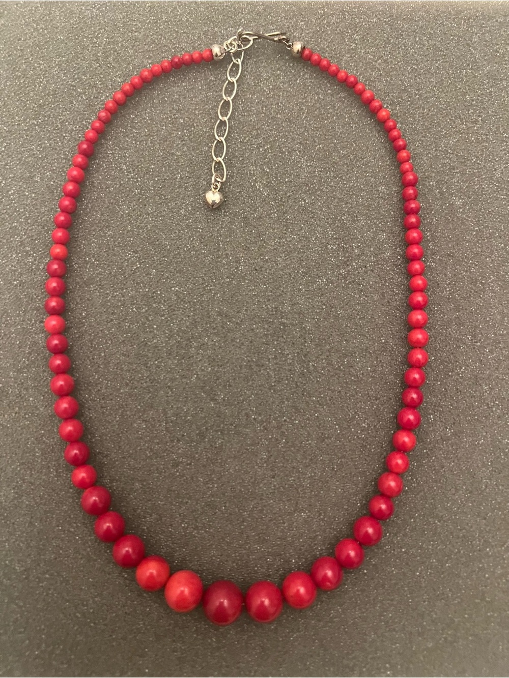 Jay Jing Red Coral Beaded Necklace 17” with 3” Extender Round